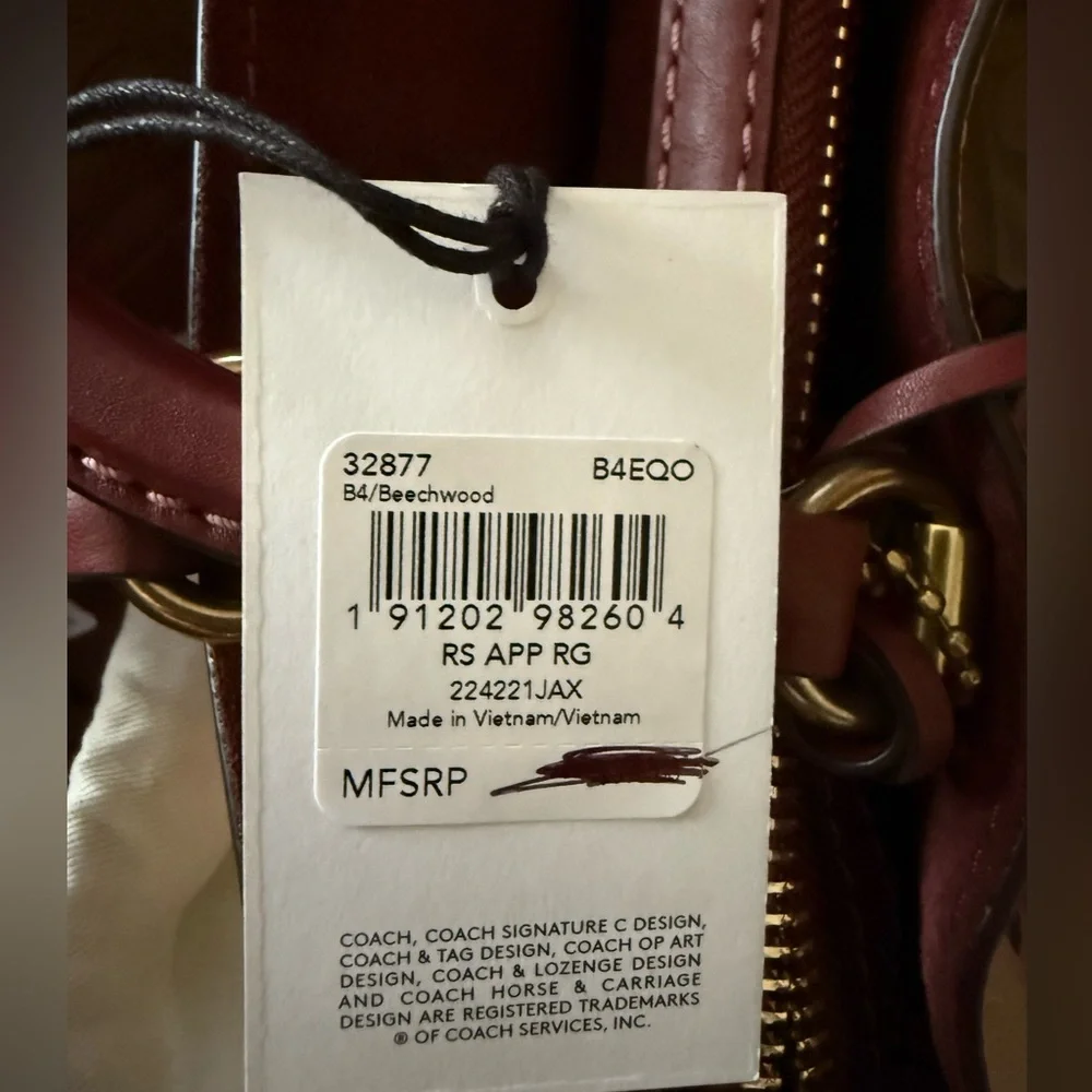 Coach Tan and Burgundy Floral Satchel - Picture 3 of 3